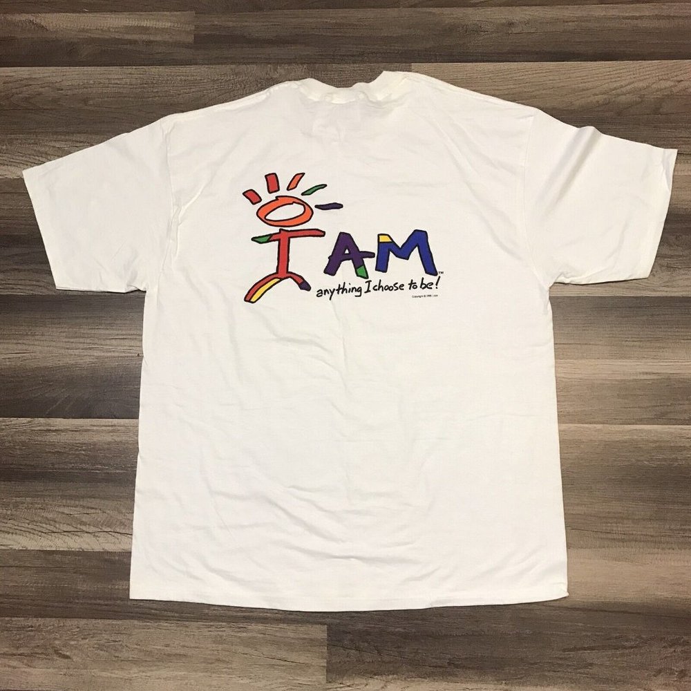 Vintage I AM Anything I Choose To Be TUT Clothing White T-Shirt Sz XL